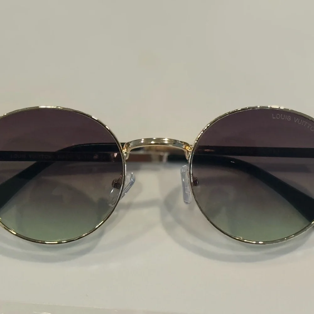 G29634 57/15/140 Sunglasses Round Gold Sunglasses/Gradient Brown & Green lenses